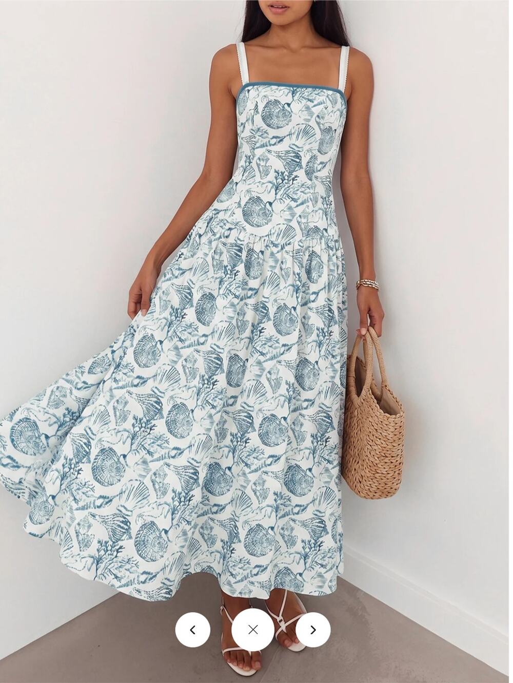 NWT Commense Seashell Print Cami Maxi Dress Sz L